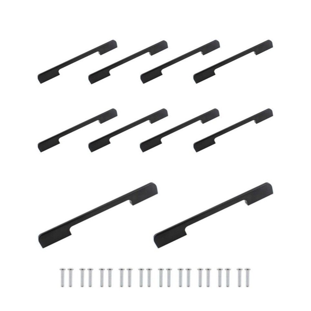 Bath/Kitchen Modern Handles(Lot of 10) Flat Black Stainless Steel 6 1/3 In Hole